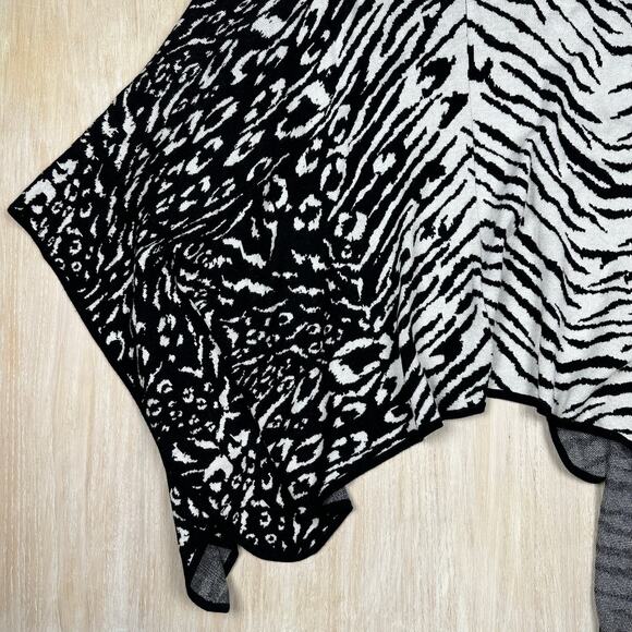 WHBM Wrap Shawl Animal Prints Ruana Wool Cashmere Blend Chic Cozy Poncho OS - Picture 10 of 14